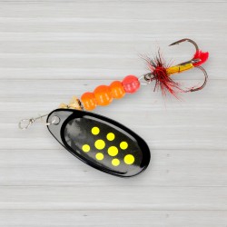 Блешня обертова ZEOX Dominator № 4, 9г, колір 011 Black-Yellow Dot